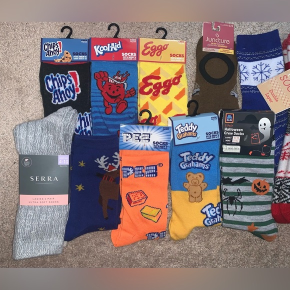 NWT. 12 pair of assorted holiday and novelty socks. Unisex. - Picture 2 of 3